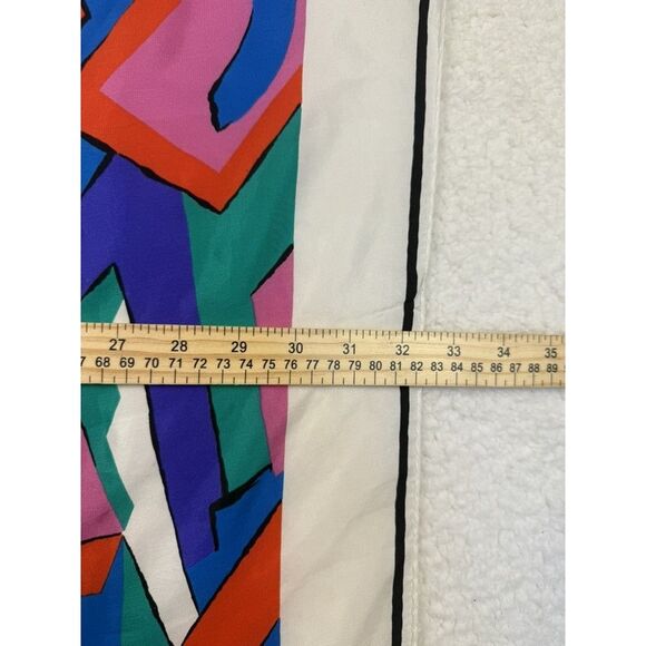 Vintage Pierre Cardin Scarf Womens Large Multicolor Abstract 100% Silk Italy 80s - Picture 6 of 10